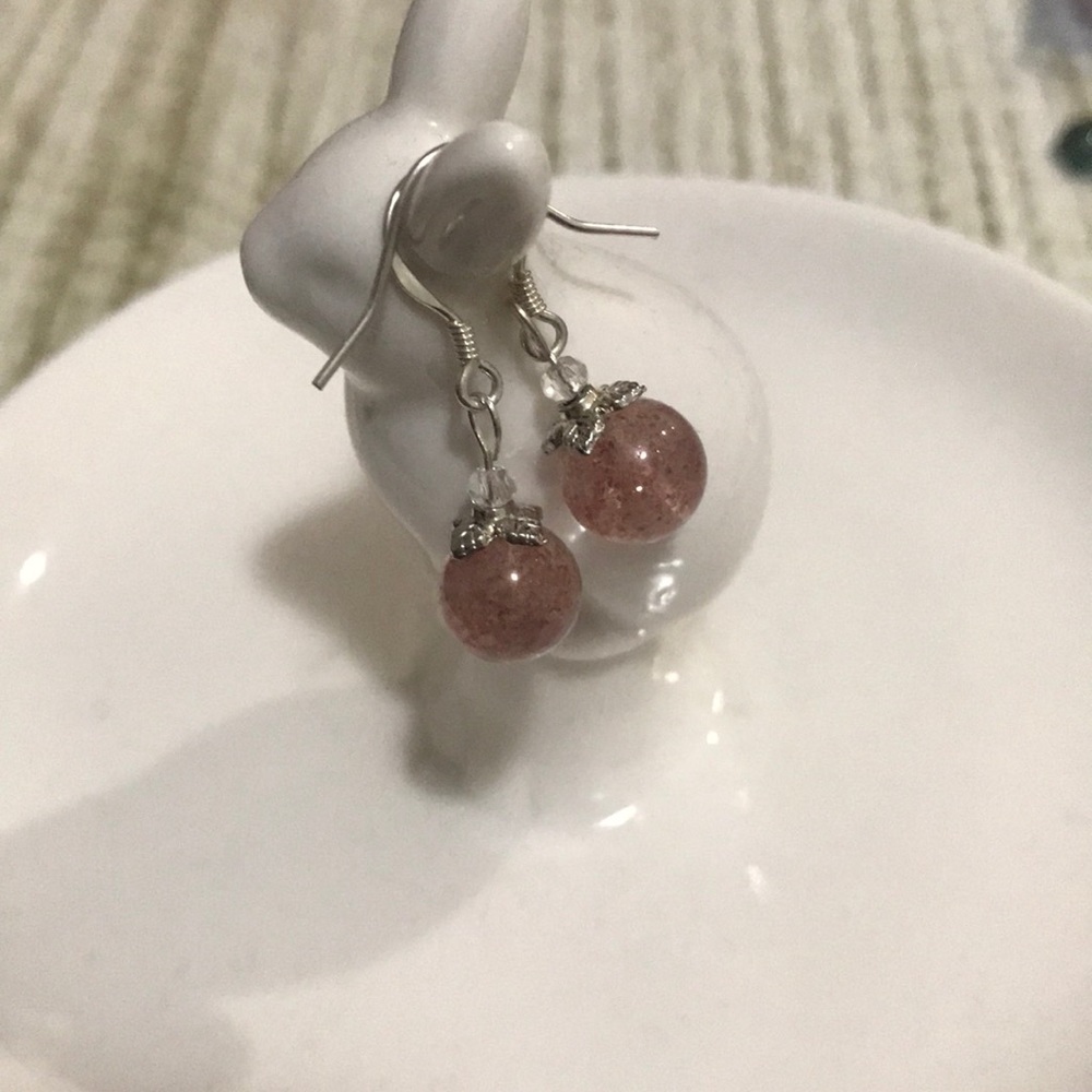 Natural Berry Quartz Sterling Silver Earring